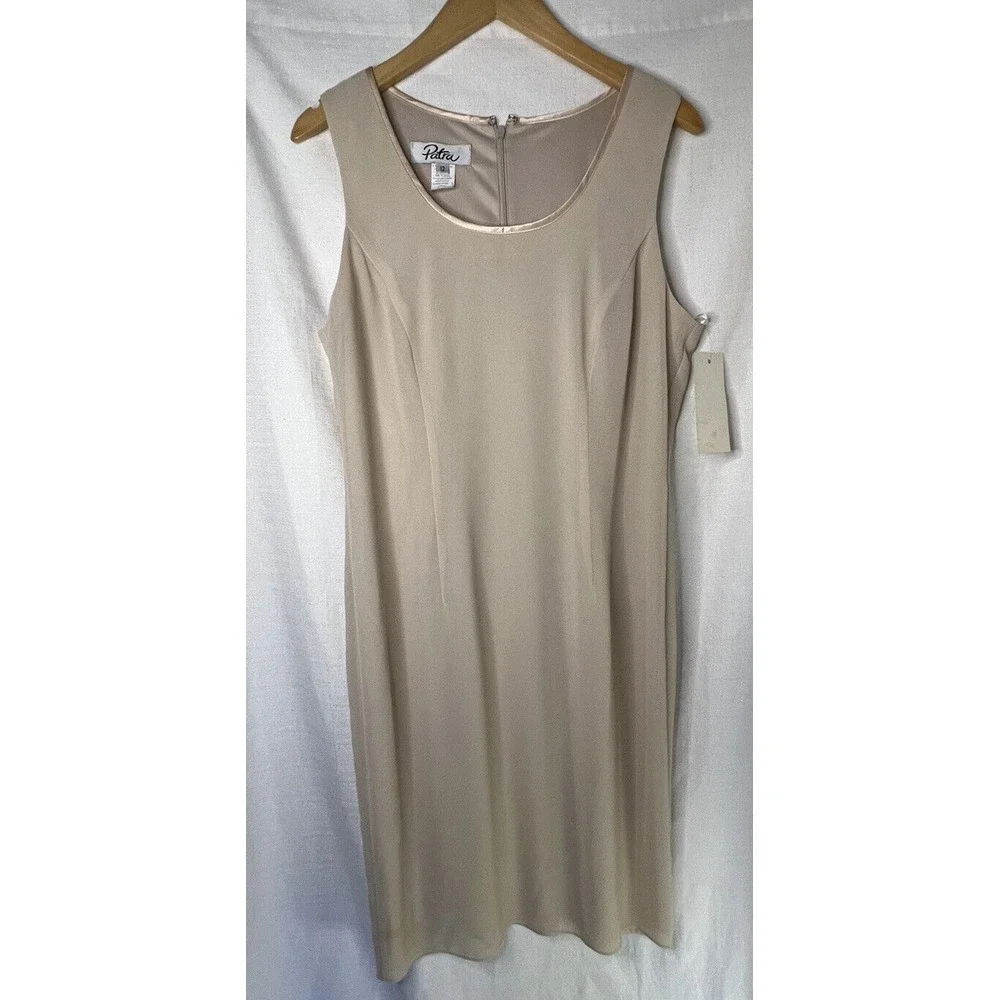 VTG Patra Women's Dress Formal Size 12 Shimmer Sleeveless Cream / Tan NWT - Picture 2 of 8